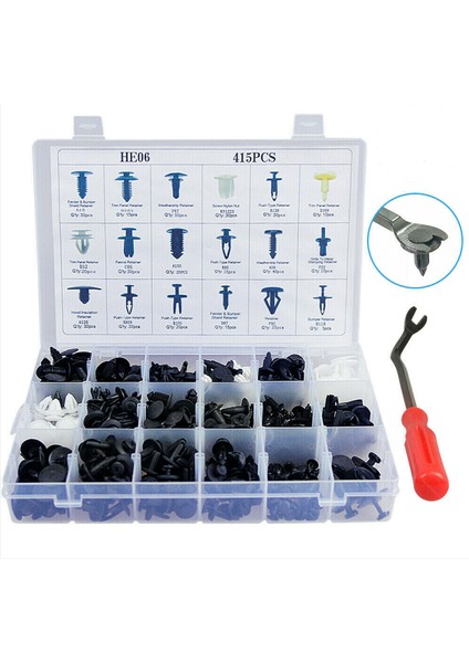 Future 415PCS Oto Plastik Perçin Bağlantı Elemanları Seti