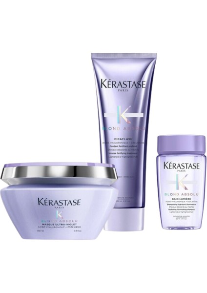 Blond Absolu Ultra Violet Maske 200 ml + Blond Absolu Cicaflash 250 ml + Bain Lumiere Şampuan 80 ml