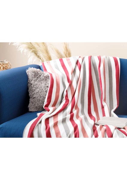 Stripe Polar Tv Battaniye 120x170 cm Gül Kurusu