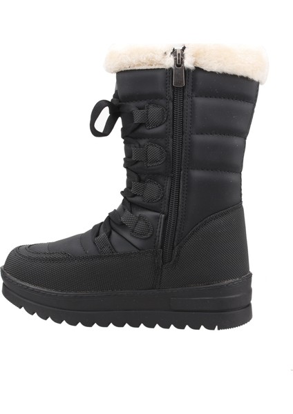995 Kız Çocuk Kar Botu Termal Kürklü Siyah Düz Topuklu Rahat Ayakkabı fiyatları