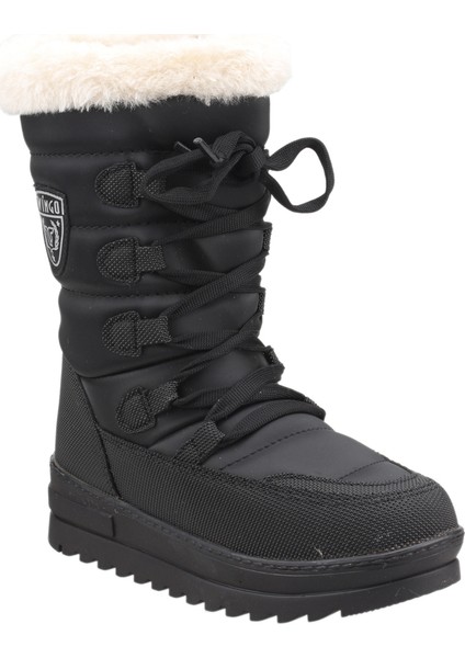 995 Kız Çocuk Kar Botu Termal Kürklü Siyah Düz Topuklu Rahat Ayakkabı modelleri