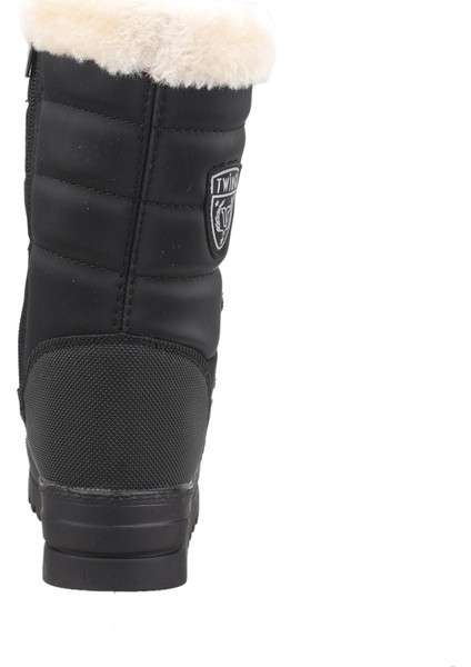 995 Kız Çocuk Kar Botu Termal Kürklü Siyah Düz Topuklu Rahat Ayakkabı fırsatları