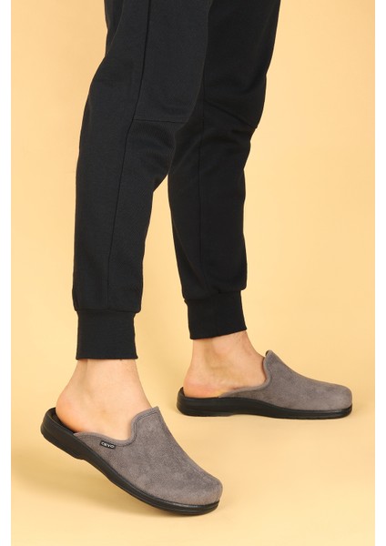 9955-1 Jelli Anatomik Kışlık Ev İçi Erkek Terlik Gri modelleri