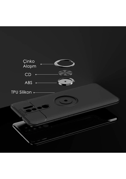 Xiaomi Redmi 9 Kılıf Selfie Yüzüklü Tutuculu Esnek Silikon Rvl