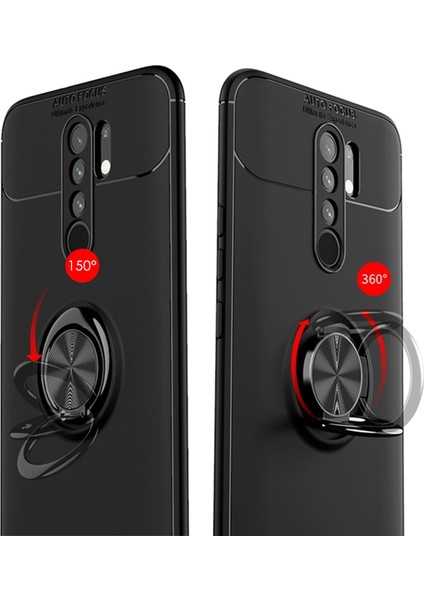 Xiaomi Redmi 9 Kılıf Selfie Yüzüklü Tutuculu Esnek Silikon Rvl