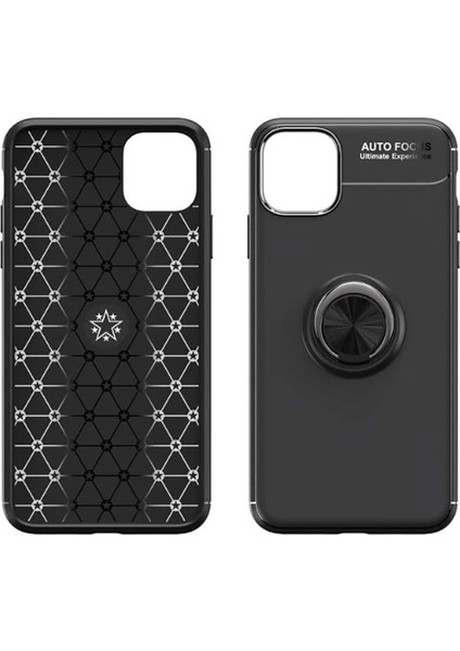 Apple iPhone 12 Mini Kılıf 5.4 inç Selfie Yüzüklü Esnek Silikon Siyah Rvl fiyatları