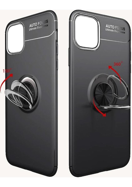 Apple iPhone 12 Mini Kılıf 5.4 inç Selfie Yüzüklü Esnek Silikon Siyah Rvl fırsatları