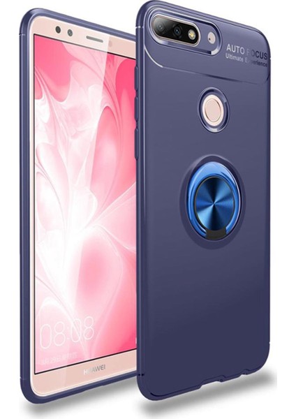 Huawei Y7 2018 Kılıf Selfie Yüzüklü Tutuculu Esnek Silikon Rvl