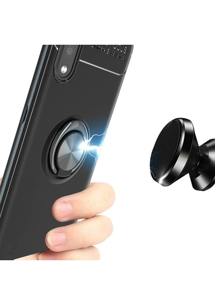 Huawei Y6P Kılıf Selfie Yüzüklü Tutuculu Esnek Silikon Rvl