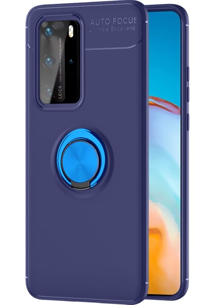 Huawei P40 Kılıf Selfie Yüzüklü Tutuculu Esnek Silikon Rvl