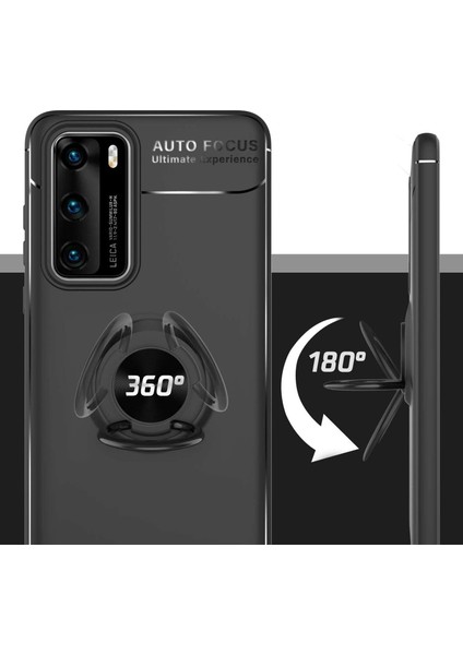 Huawei P40 Kılıf Selfie Yüzüklü Tutuculu Esnek Silikon Rvl