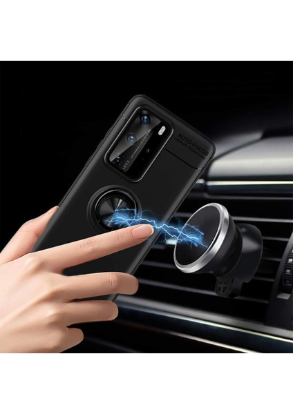 Huawei P40 Kılıf Selfie Yüzüklü Tutuculu Esnek Silikon Rvl