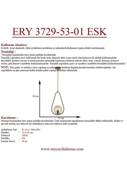 Topaç Tekli Eskitme Avize