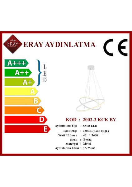 Eray Aydınlatma 2002-2 30-40 Beyaz LED  Avize