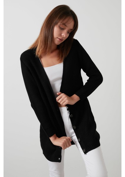 % 100 Soft Akrilik Triko Örme Uzun Hırka Kadın HIRKA 4615044