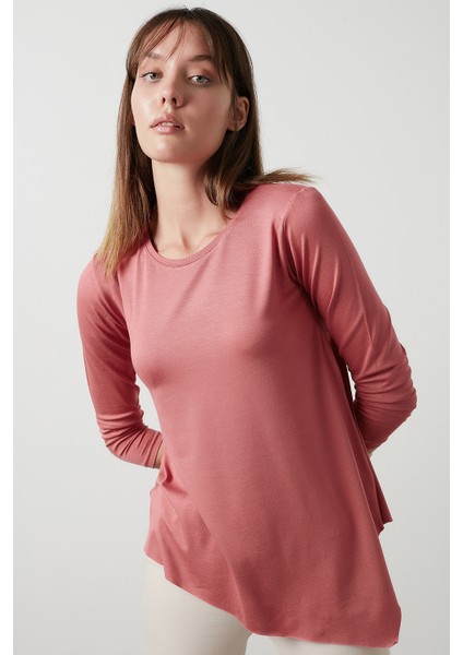 Asimetrik Kesim Bisiklet Yaka Bluz Kadın BLUZ 5863545