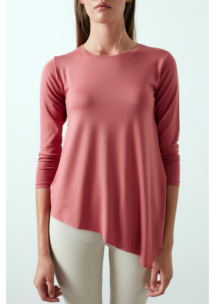 Asimetrik Kesim Bisiklet Yaka Bluz Kadın BLUZ 5863545 modelleri