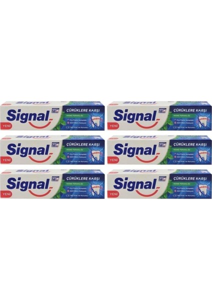 Diş Macunu Çürüklere Karşı Nane Ferahlığı 100 Ml*6 Adet