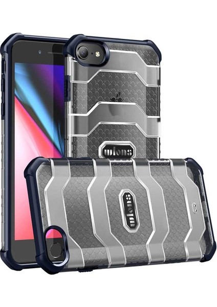 Apple iPhone 8 Kılıf Kenarları Renkli Darbe Koruyucu Wrong Lacivert