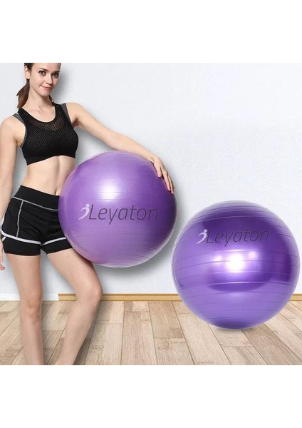 Pilates Topu Kalın Büyük Boy Pilates Topu Mor Renk+Pompa