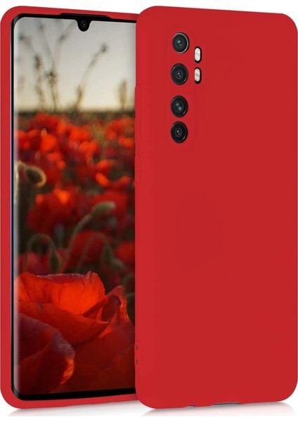 Xiaomi Mi Note 10 Lite Kılıf Klasik Mat Renkli Yumuşak Premier Silikon Kırmızı