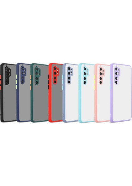 Xiaomi Mi Note 10 Lite Kılıf Kamera Korumalı Mat Renkli Buzlu Hux Silikon Kırmızı