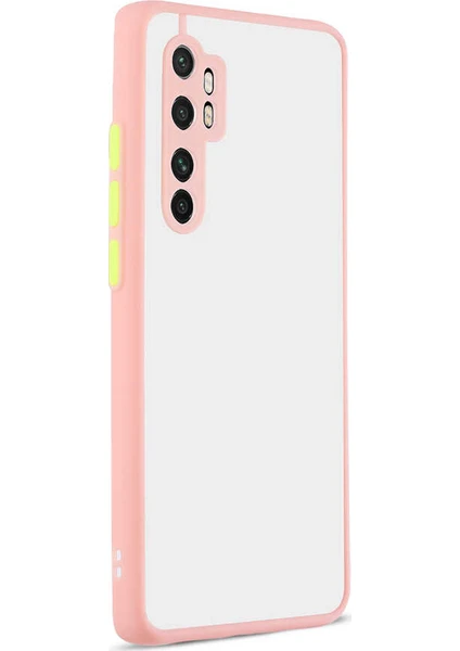 Case 4U Xiaomi Mi Note 10 Lite Kılıf Kamera Korumalı Mat Renkli Buzlu Hux Silikon Pembe