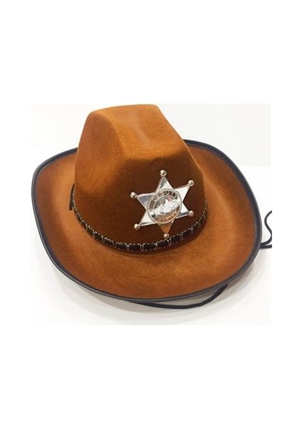 Çocuk Kovboy Şapkası Sheriff Şapkası Kahverengi