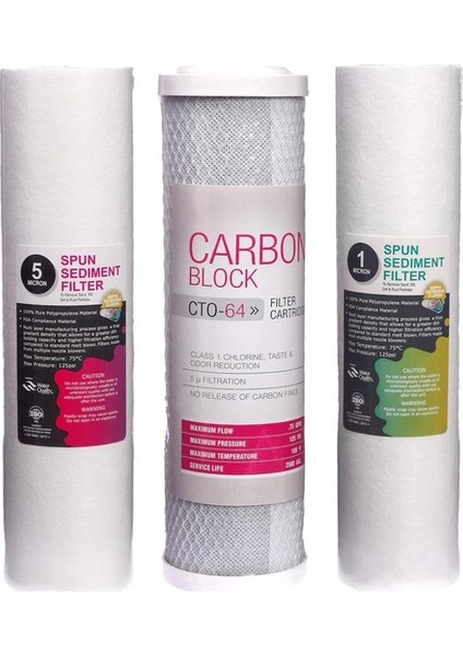 Su Arıtma 5 Micron Tortu ve Blok Aktif Karbon Filtre
