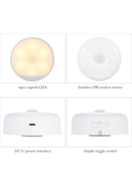 DC5V 6 LED Pır Hareket Sensörü Gece Lambası (Yurt Dışından)