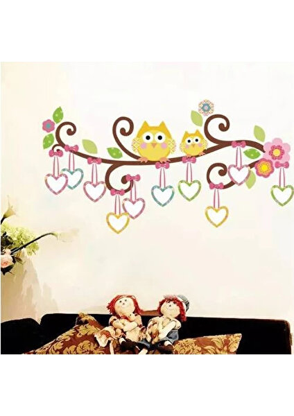 Cosy Home Gift Bebek Çocuk Odası Renkli Baykuş Ağacı Resim Albüm Sticker Pvc Duvar Süsü