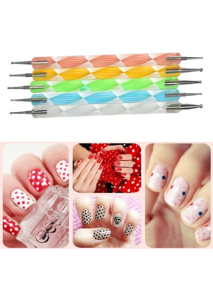 Tırnak Süsleme Fırçası Desen ve Noktalama Seti 20 Parça Nail Desing Kırmızı