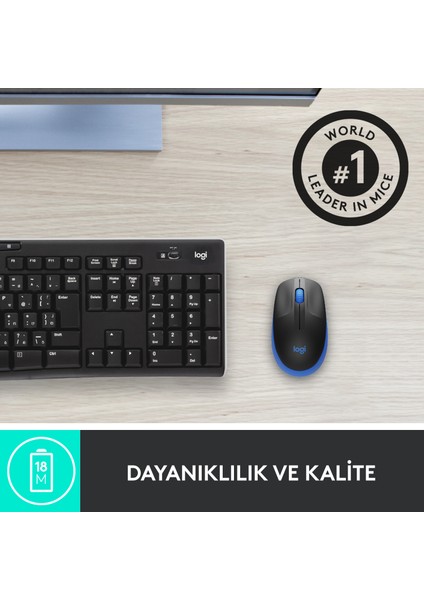 M191 Büyük Boy USB Alıcılı 1.000 DPI Kablosuz Mouse - Mavi fırsatları