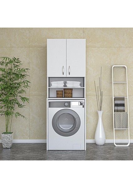 Çamaşır Makinesi Dolabı Banyo Dolabı Raflı Kapaklı Dolap
