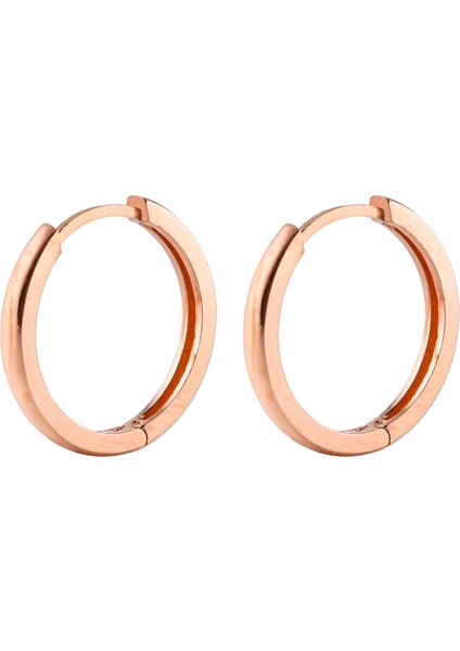 Taşsız Rose Gold Halka Gümüş Kadın Küpe