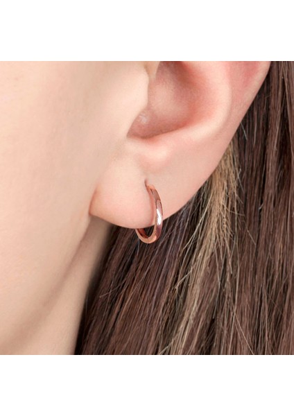 Taşsız Rose Gold Halka Gümüş Kadın Küpe