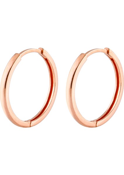 Taşsız Rose Gold Halka Gümüş Kadın Küpe