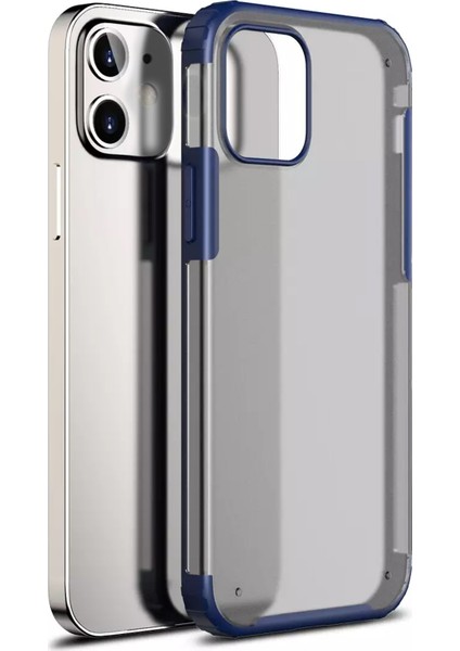 Apple iPhone 12 Kılıf Frosted Frame Lacivert