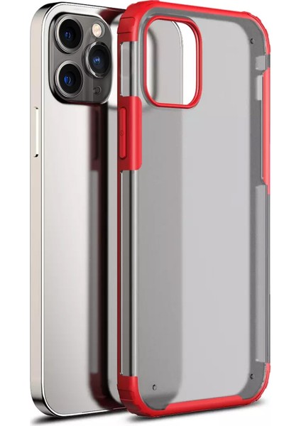 Apple iPhone 12 Pro Max Kılıf Frosted Frame Kırmızı
