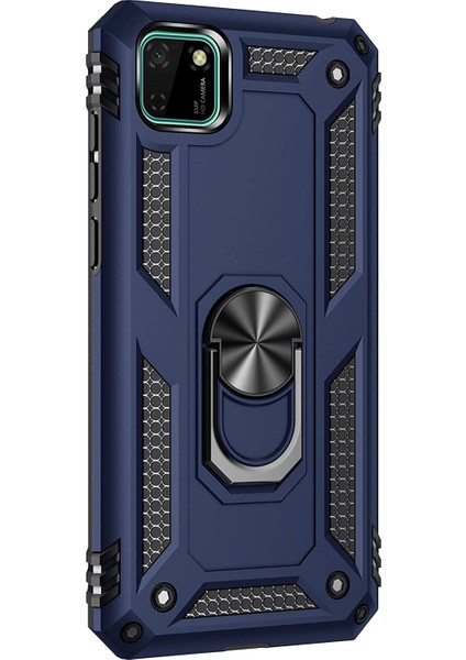 Huawei Honor 9s Kılıf Military Ring Holder Lacivert fiyatları
