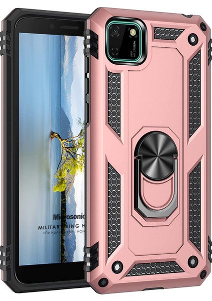 Huawei Honor 9s Kılıf Military Ring Holder Rose Gold