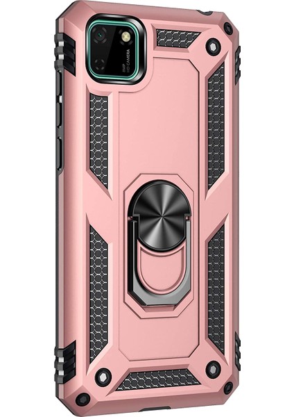 Huawei Honor 9s Kılıf Military Ring Holder Rose Gold fiyatları