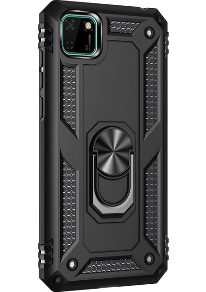 Huawei Y5P Kılıf Military Ring Holder Siyah fiyatları