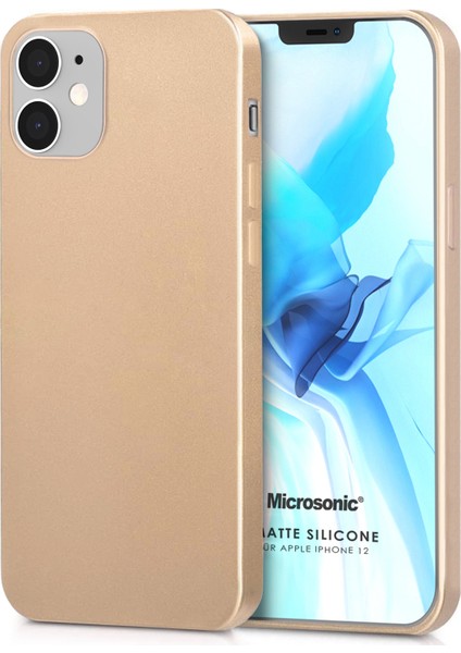 Matte Silikon Apple iPhone 12 Kılıf Gold
