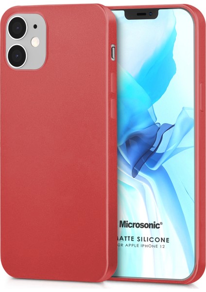 Matte Silikon Apple iPhone 12 Kılıf Kırmızı