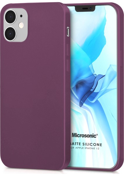 Matte Silikon Apple iPhone 12 Kılıf Mor