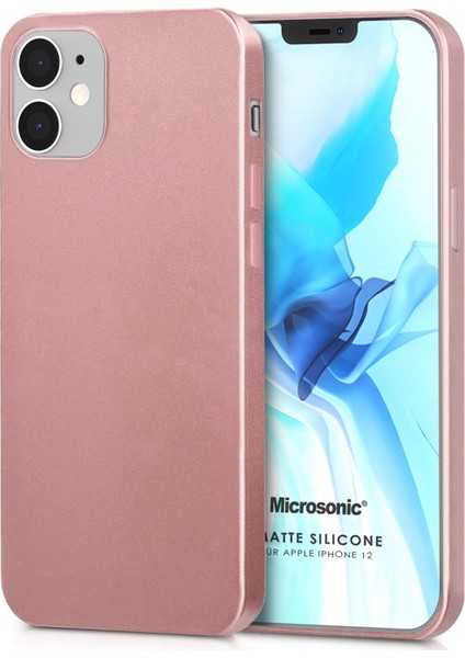 Matte Silikon Apple iPhone 12 Kılıf Rose Gold