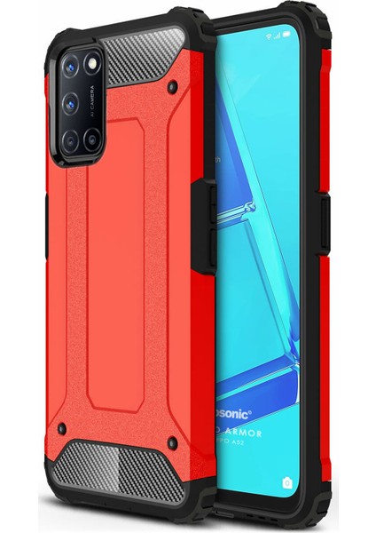 Oppo A52 Kılıf Rugged Armor Kırmızı