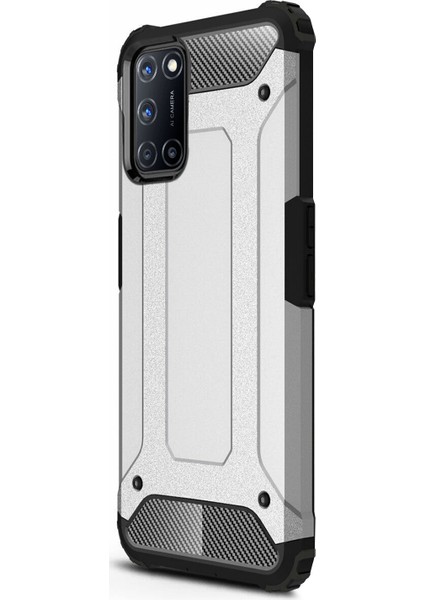 Oppo A92 Kılıf Rugged Armor Gümüş