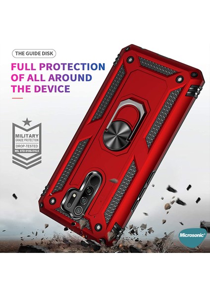 Xiaomi Redmi 9 Kılıf Military Ring Holder Gold